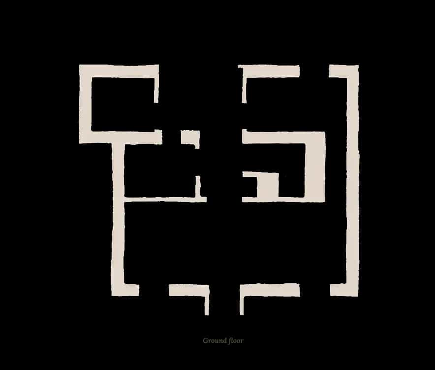 Floorplan for the ground floor of the cottage