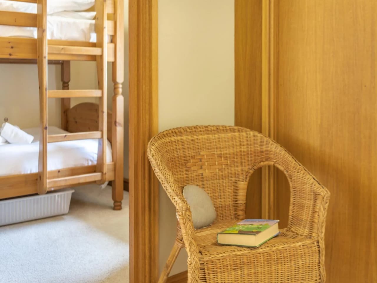 A close up of the chair on the landing